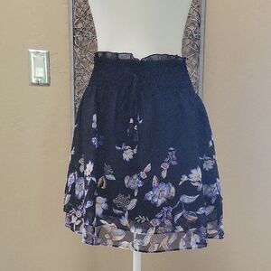 White House Black Market Black Smocked Flounce Mini Skirt